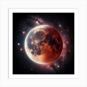 Red Blood Moon In Space Art Print