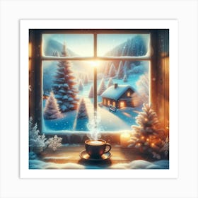 Christmas Window coffee Art Print