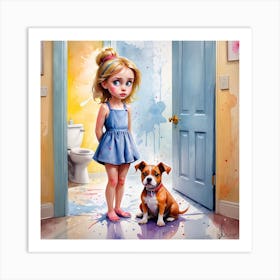 Little Girl And Dog Art Print