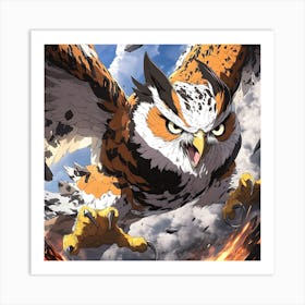 Aggressive Anime Owl Artwork Painting 1 Art Print