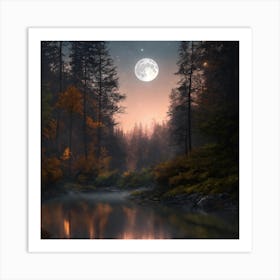 Moonlight In The Forest 2 Art Print