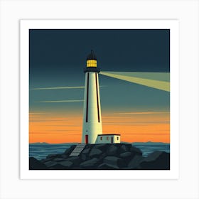 Lighthouse At Sunset 3 Art Print