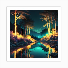 Forest At Night Art Print