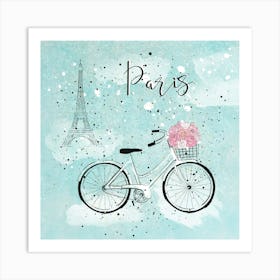 Blue Paris Bike Art Print