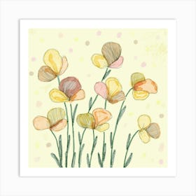 Flower Pastel Nature Draw Painting Multicoloured Art Meadow Art Print