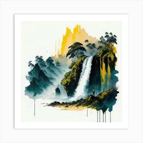 Colored Falls Ink Painting (3) Art Print