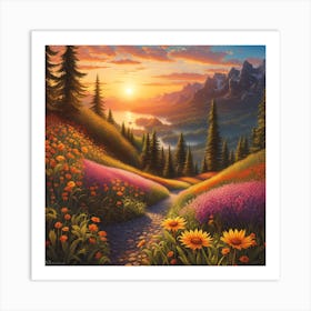 Sunset In The Mountains 3 Art Print