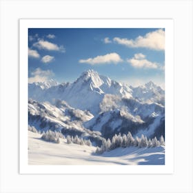 964738 Breathtaking View Of A Snowy Mountain Range, With Xl 1024 V1 0 Art Print