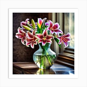 Lilies In A Vase 4 Art Print