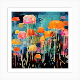 Maraclemente Jelly Fish Painting Style Of Paul Klee Seamless 2 Art Print