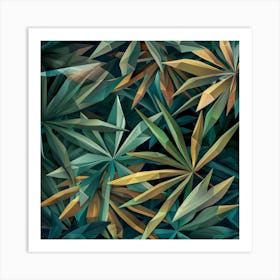 Low Poly Leaf Pattern Art Print