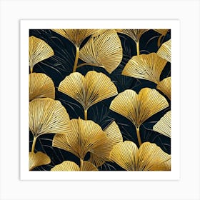 Gold Ginkgo Leaves 1 Art Print