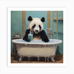 Panda In The Bath 1 Art Print