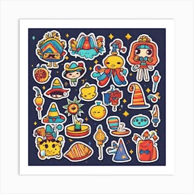 Colombian Festivities Sticker 2d Cute Fantasy Dreamy Vector Illustration 2d Flat Centered By (7) Art Print