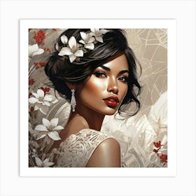 Woman With Flowers 2 Art Print