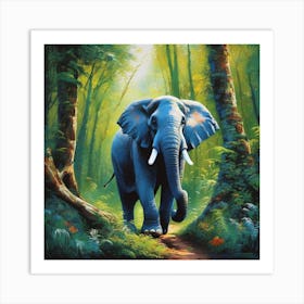 Elephant In The Forest 2 Art Print