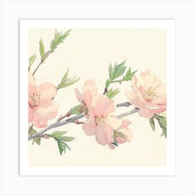 Watercolor Cherry Blossoms Art Print