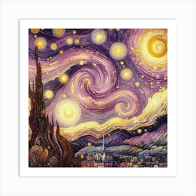 The Milky Way In Shades Of Honey And Lavender Swirls Klimt Style 3 Art Print