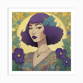 Asian Woman With Purple Hair Art Print