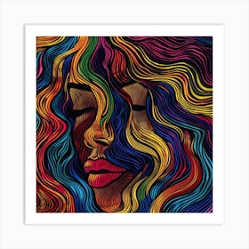 Colorful Woman'S Face 6 Art Print