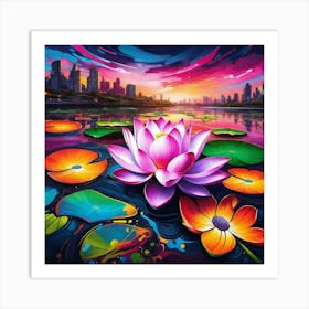 Lotus Flower Painting 3 Art Print