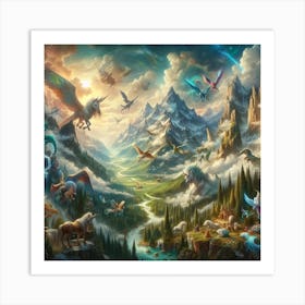 Unicorns In The Mountains Art Print