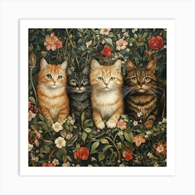 Cats In The Garden Art Art Print