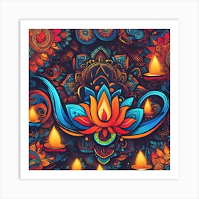 Graffiti Art Of Diwali Theme Joyful Happy 3 Art Print