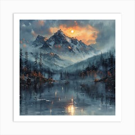 Sunset In The Mountains 9 Art Print