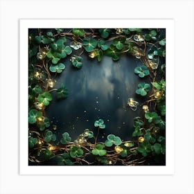 Shamrock Frame With Lights 1 Art Print