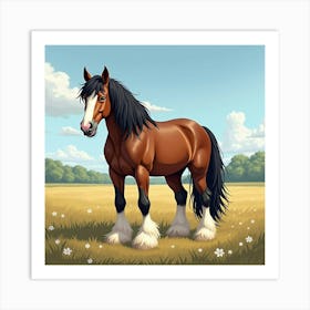 A Majestic Clydesdale Horse Standing In A Field 2 Art Print