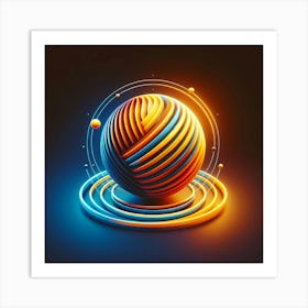 Abstract Neon Sphere In Space Art Print