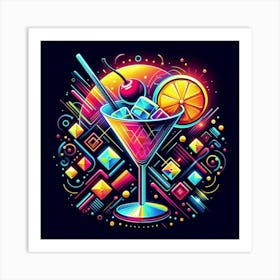 Neon Cocktail Art Print