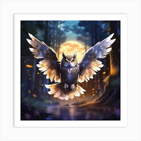 Owl In The Forest Art Print