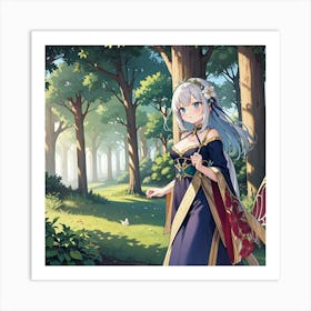 Anime Girl In A Forest Art Print