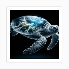 Turtle in the dark  Art Print