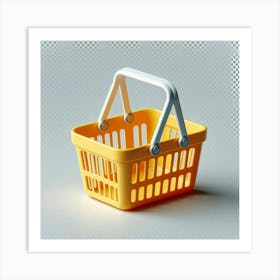 "The Yellow Shopping Basket: A Symbol of Consumerism and Materialism in the 21st Century Art Print