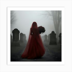 Bride In A Cemetery 1 Art Print