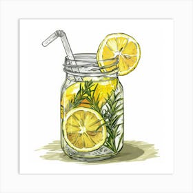 Lemonade In A Mason Jar 1 Art Print