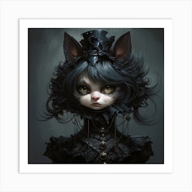 Gothic Chic Cat Art Print