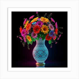 Colorful Flowers In A Vase 50 Affiche