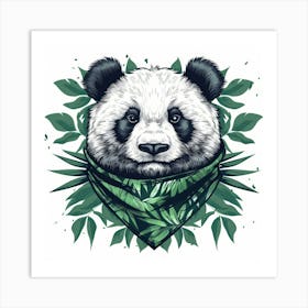 Panda Bear With Leaves 1 Art Print