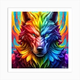 Rainbow Wolf 2 Art Print