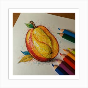 Peach Drawing Art Print