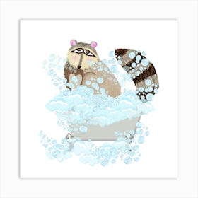 Racoon in the tub Art Print