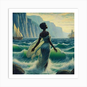 Woman In The Ocean 2 Art Print