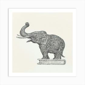 Elephant On A Book Art Print