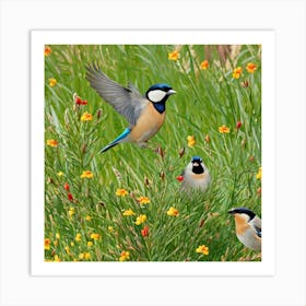 Bird Natural Wild Wildlife Tit Sparrows Sparrow Blue Red Yellow Orange Brown Wing Wings (78) Art Print