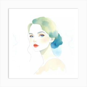 Watercolor Portrait Of A Woman 7 Art Print