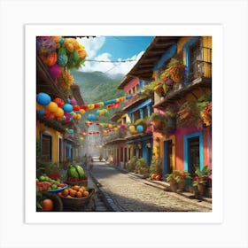 Colorful Street In Mexico Art Print